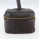 CHANEL Matelasse Vanity Handtas Lamshuid Donkerbruin Goudkleurig CC Geauthenticeerd 170916-4