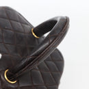 CHANEL Matelasse Vanity Handtas Lamshuid Donkerbruin Goudkleurig CC Geauthenticeerd 170916-7