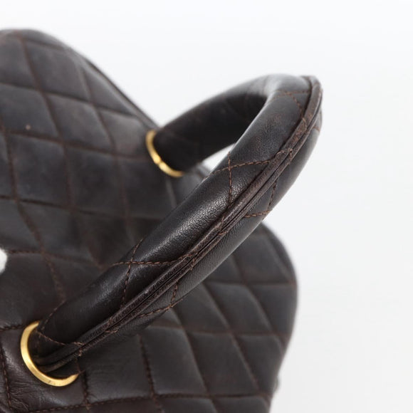 CHANEL Matelasse Vanity Handtas Lamshuid Donkerbruin Goudkleurig CC Geauthenticeerd 170916