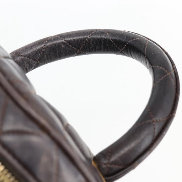 CHANEL Matelasse Vanity Handtas Lamshuid Donkerbruin Goudkleurig CC Geauthenticeerd 170916