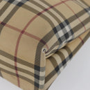 BURBERRY Nova Check Handtasche PVC Beige Silber Auth 170920-15