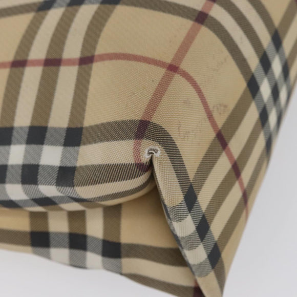 BURBERRY Nova Check Handtasche PVC Beige Silber Auth 170920