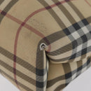BURBERRY Nova Check Handtasche PVC Beige Silber Auth 170920-10