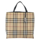 BURBERRY Nova Check Handtasche PVC Beige Silber Auth 170920-13