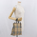 BURBERRY Nova Check Handtasche PVC Beige Silber Auth 170920-22