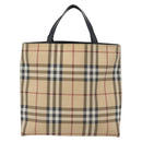 BURBERRY Nova Check Handtasche PVC Beige Silber Auth 170920-2