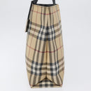 BURBERRY Nova Check Handtasche PVC Beige Silber Auth 170920-4