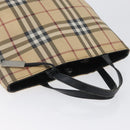 BURBERRY Nova Check Handtasche PVC Beige Silber Auth 170920-7