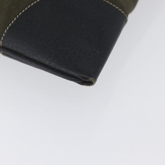 PRADA Hand Bag Canvas Leather Khaki Silver Auth 170921