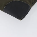 PRADA Hand Bag Canvas Leather Khaki Silver Auth 170921-14