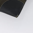 PRADA Hand Bag Canvas Leather Khaki Silver Auth 170921-16