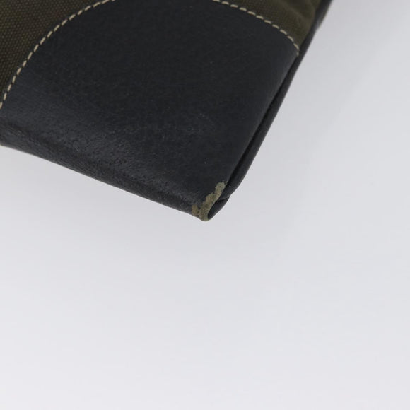 PRADA Hand Bag Canvas Leather Khaki Silver Auth 170921