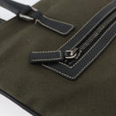 PRADA Hand Bag Canvas Leather Khaki Silver Auth 170921-17