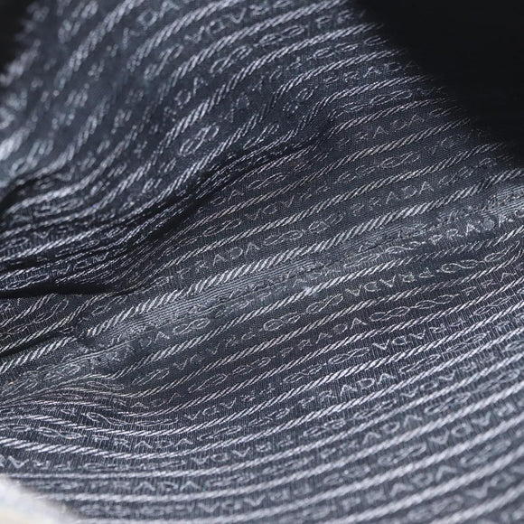 PRADA Hand Bag Canvas Leather Khaki Silver Auth 170921