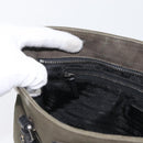 PRADA Hand Bag Canvas Leather Khaki Silver Auth 170921-22