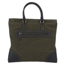 PRADA Hand Bag Canvas Leather Khaki Silver Auth 170921-2