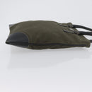 PRADA Hand Bag Canvas Leather Khaki Silver Auth 170921-3