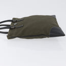 PRADA Hand Bag Canvas Leather Khaki Silver Auth 170921-4