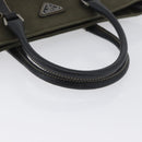PRADA Hand Bag Canvas Leather Khaki Silver Auth 170921-7