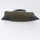 PRADA Hand Bag Canvas Leather Khaki Silver Auth 170921-5