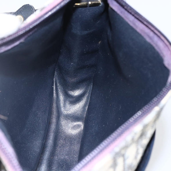 Christian Dior Trotter Canvas Shoulder Bag Navy Gold Auth 170926