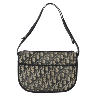 Christian Dior Trotter Canvas Shoulder Bag Navy Gold Auth 170926 - 0