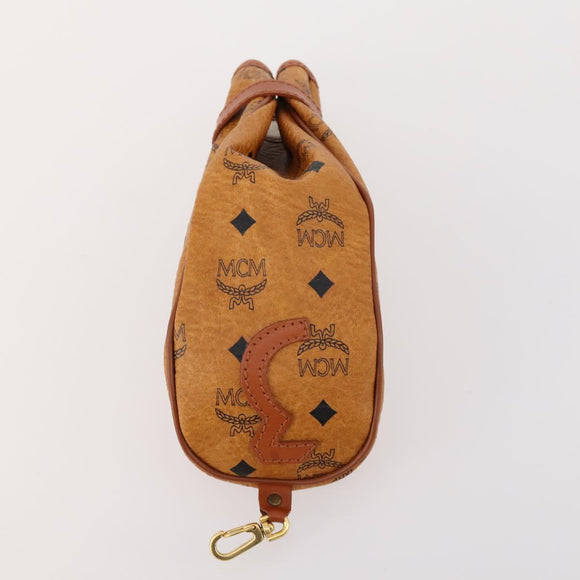 MCM Logogram Vicetos Golf Club Headcover PVC-Leder Braun Gold Auth 170928