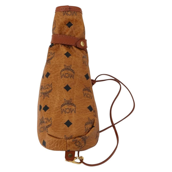 MCM Logogram Vicetos Golf Club Headcover PVC-Leder Braun Gold Auth 170928