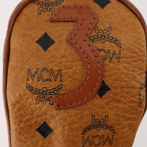 MCM Logogram Vicetos Golf Club Headcover PVC-Leder Braun Gold Auth 170928