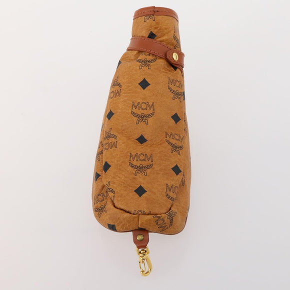 MCM Logogram Vicetos Golf Club Headcover PVC-Leder Braun Gold Auth 170928