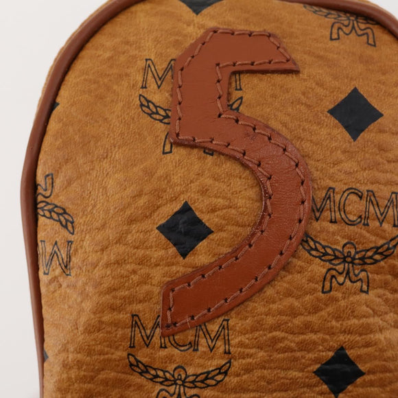 MCM Logogram Vicetos Golf Club Headcover PVC-Leder Braun Gold Auth 170928