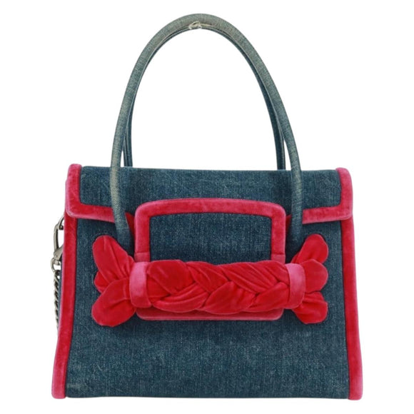 Miu Miu Schoudertas met ketting denim 2-weg blauw Auth 170929V
