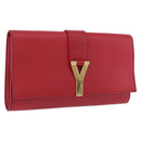 SAINT LAURENT Y Line Clutch Bag Leather Red Gold 311213 Auth 170930-1