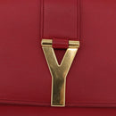 SAINT LAURENT Y Line Clutch Bag Leather Red Gold 311213 Auth 170930-12