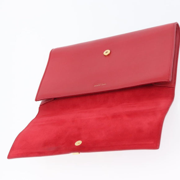 SAINT LAURENT Y Line Clutch Bag Leather Red Gold 311213 Auth 170930