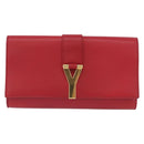 SAINT LAURENT Y Line Clutch Bag Leather Red Gold 311213 Auth 170930-2