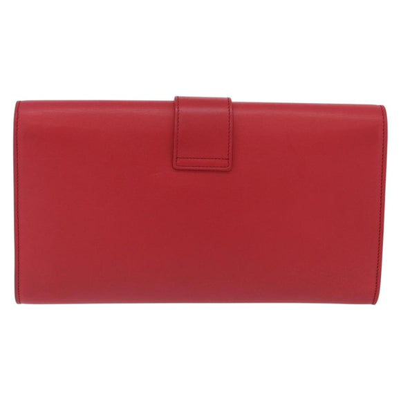 SAINT LAURENT Y Line Clutch Bag Leather Red Gold 311213 Auth 170930