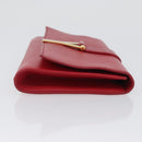 SAINT LAURENT Y Line Clutch Bag Leather Red Gold 311213 Auth 170930-4