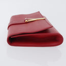SAINT LAURENT Y Line Clutch Bag Leather Red Gold 311213 Auth 170930-5