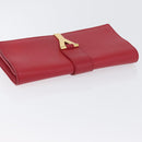 SAINT LAURENT Y Line Clutch Bag Leather Red Gold 311213 Auth 170930-6