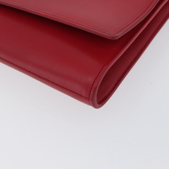 SAINT LAURENT Y Line Clutch Bag Leather Red Gold 311213 Auth 170930