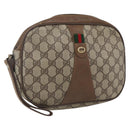 GUCCI GG Supreme Web Sherry Line Clutch Bag PVC Beige Gold 89 01 034 Auth 170931-1