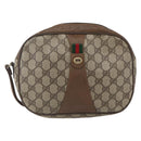 GUCCI GG Supreme Web Sherry Line Clutch Bag PVC Beige Gold 89 01 034 Auth 170931-2