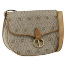 Christian Dior Honeycomb Canvas Shoulder Bag PVC Beige Gold Auth 170932-1