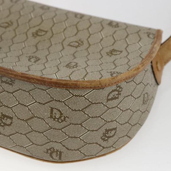 Christian Dior Honeycomb Canvas Shoulder Bag PVC Beige Gold Auth 170932