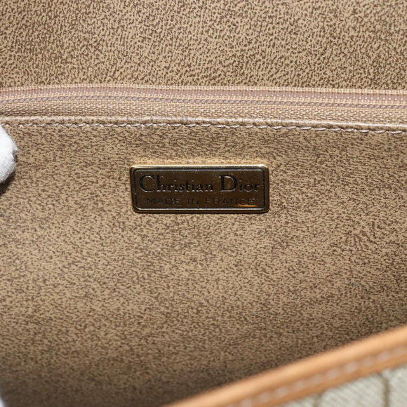 Christian Dior Honeycomb Canvas Shoulder Bag PVC Beige Gold Auth 170932
