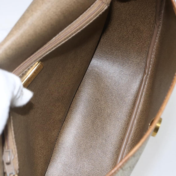 Christian Dior Honeycomb Canvas Shoulder Bag PVC Beige Gold Auth 170932
