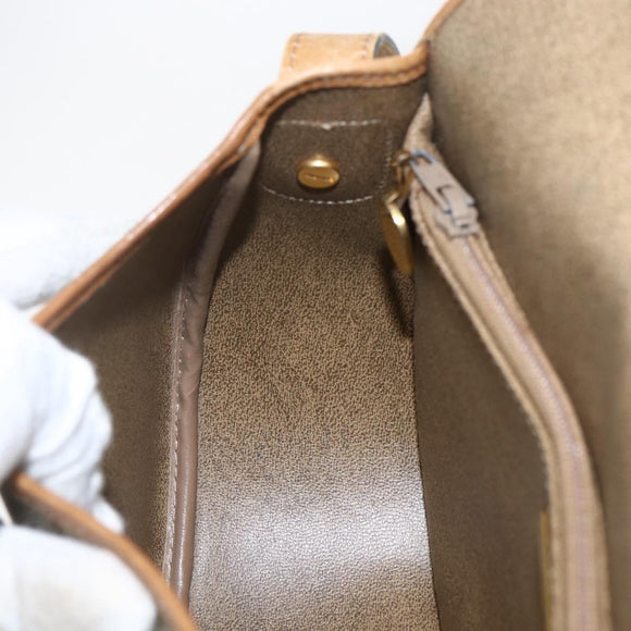 Christian Dior Honeycomb Canvas Shoulder Bag PVC Beige Gold Auth 170932