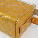 CHANEL Matelasse Vanity Box Patent leather Yellow Silver CC Auth 170933-16