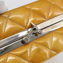 CHANEL Matelasse Vanity Box Patent leather Yellow Silver CC Auth 170933-10